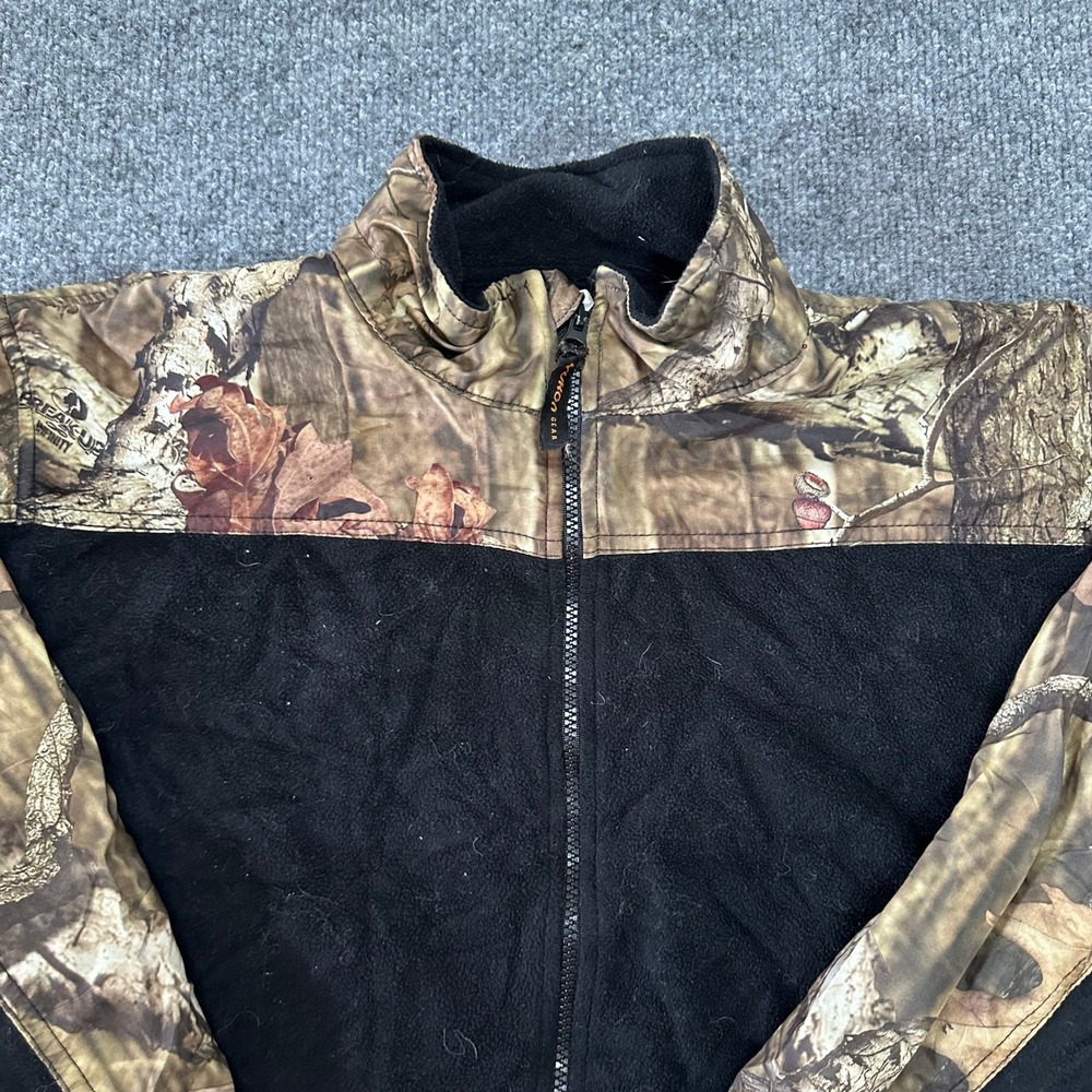 Yukon Gear Jacket Mens Size L Black Camo Realtree Fleece Full Zip Outdoor
